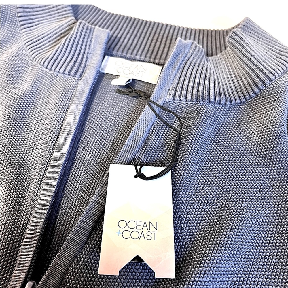 Ocean + Coast Textured Half-Zip Mockneck Sweater Graphite Grey Mens XXL